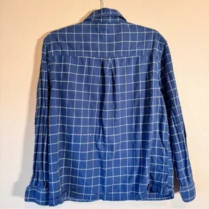 Lake Blue Plaid Button Down PJ Top Shirt Womens M Long Sleeve Lounge Sleep thumbnail 6