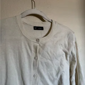 GAP Crewneck Cardigan‎ Sweater Size Large Cream NEW Office Business thumbnail 2