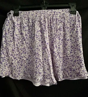 Pink Lily Lavender Floral Wrap Skirt Shorts MD thumbnail 1