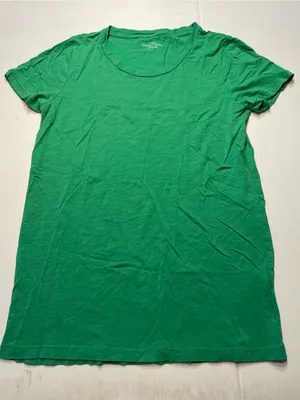 J Crew Vintage Cotton Kelly Green T Shirt Women Scoop Neck Short Sleeve Sz L thumbnail 1
