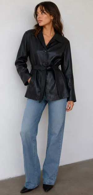 Vintage Monte Carlo Y2k 90s Leather Jacket in Black Size Large thumbnail 1