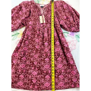 Universal Thread Womens Floral Pintuck Balloon Sleeve Mini Dress Burgundy XS‎ thumbnail 7