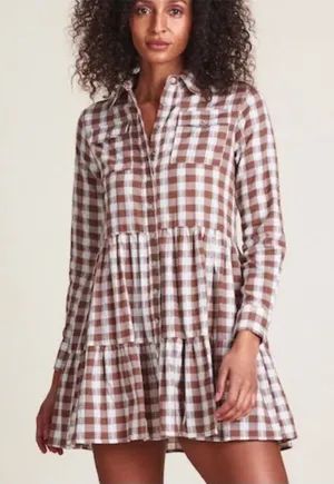 THE SHIRT Rochelle Behrens - Jules Dress in brown/cream plaid gingham‎ thumbnail 1