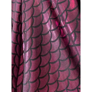 Women's Size XL Fuchsia Mermaid Scales Shiny A-Line Skater Skirt Pull-On Stretch thumbnail 2