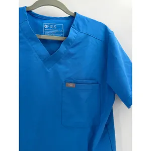 FIGS Catarina Scrub Top Women S Black Blue V-Neck Pocket‎ Technical Collection thumbnail 4