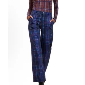 The Kit Tracee Pants Womens 18 Wide Leg Plaid Purple Black Red Organic Cotton thumbnail 6