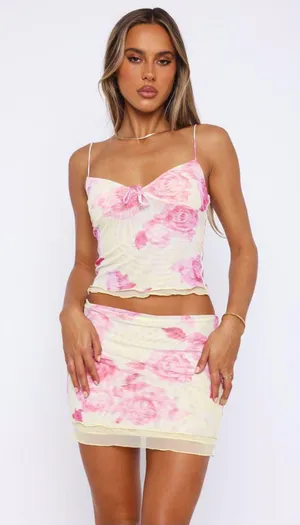White Fox 🌸 2 piece floral skirt tank top set thumbnail 2