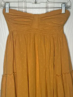 Free People Sz XS Strapless Mustard Yellow Mini Dress thumbnail 2