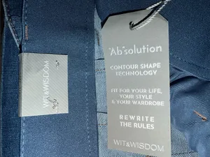WIT & WISDOM ab solution luxe touch BLUE HIGH RISE PATCH POCKET WIDE LEG JEAN Size 10P thumbnail 6