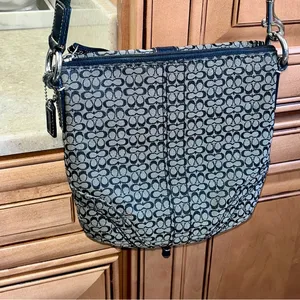 COACH monogram crossbody bag. Black and grey thumbnail 2