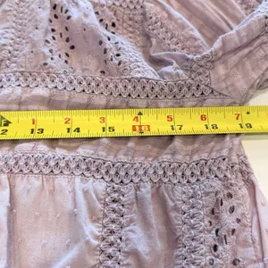 Dylan Womans Boho Patchwork Top Size M Cottage Prairie Victorian Crochet Lilac thumbnail 5
