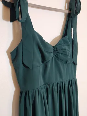 Lulus Green Chiffon Formal Dress with Tie Straps Size Large NWT Wedding Guest thumbnail 5