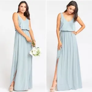 Show Me Your Mumu Kendall Maxi Dress Silver Sage Crisp NWT Large Wedding Prom thumbnail 2