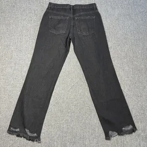 WE THE FREE Black‎ Distressed Denim Jeans 24 Mid Rise Button Fly Straight Leg thumbnail 2