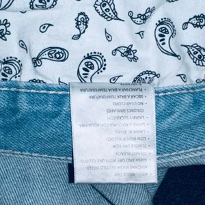 145‎ | NWT Kancan High Rise Distressed Paisley Denim Shorts Light Wash Womens XL thumbnail 6