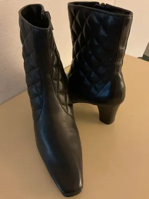 David Tate women Black Quilted leather Heeled Ankle Boots size 6.5 thumbnail 3