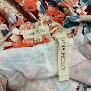 LUNA MOON Womens XL Floral Print Maxi Skirt Tiered Ruffle Hem‎ Cotton Blend NWT thumbnail 5