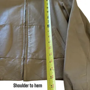 Vintage Y2K Buckle Tan Leather Hooded Granola Girl Moto‎ Jacket Size M thumbnail 8