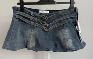 Almost Famous Hot Topic Y2K Bubble‎ Skirt Denim Mini Skirt XL Buckle Strap thumbnail 1