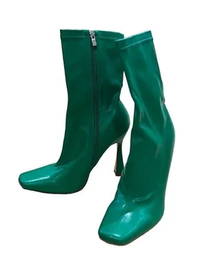 Azalea Wang Nova stiletto boots in green metallic thumbnail 1