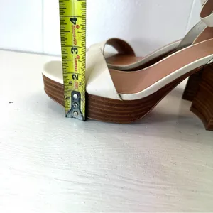 Nordstrom Noanita-Lea Ivory Leather Platform Sandals Wood Block Heel Size 9.5M thumbnail 5