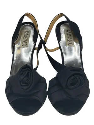 Badgley Mischka ⚘ Rosette Stiletto Heeled Sandals ⚘ Black ⚘ 8M ⚘ Cocktail Attire thumbnail 9