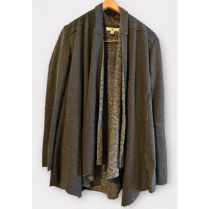 Ya Los Angeles Black Scarf Hem‎ Lined Open Front Duster Blazer Jacket Size S thumbnail 2