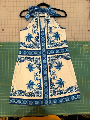 Amazon Blue & White Halter Mini Dress thumbnail 4