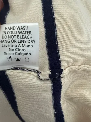 NWT Baltic Born Cream Navy Striped Knit Top Women’s Short Sleeve Sweater Size L thumbnail 7
