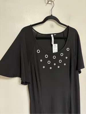 NEW NY Collection Grommet Embellished High Low Maxi Dress in Black - Size 1X thumbnail 6