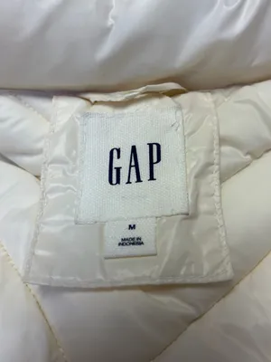 GAP Quilted Puffer Vest Women's Medium Primaloft Full Zip Ivory thumbnail 6