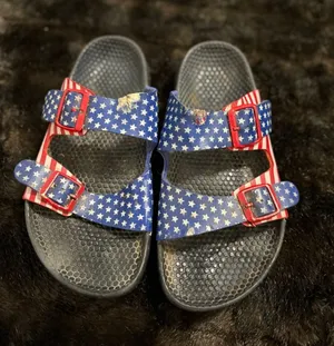 Birkenstock Arizona Size 8 Sandals Stars & Stripes USA July 4th Slides thumbnail 1