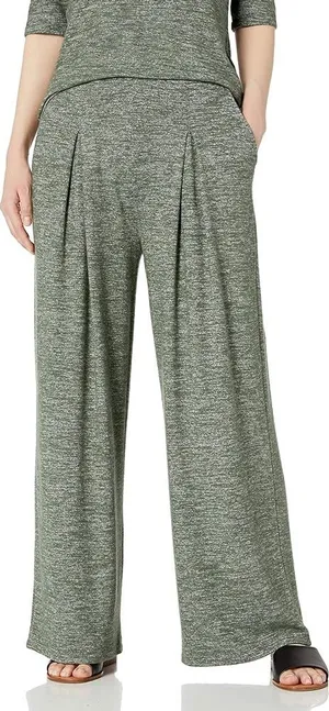 Daily Ritual Women's Relaxed Fit Cozy Knit Pleated Lounge Pant Green Wide Leg S thumbnail 1