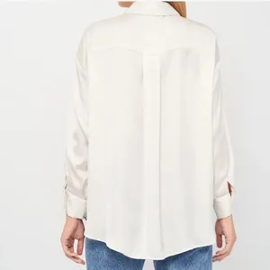 Zara Pearl White Satiny Button Down Shirt(Size Small) thumbnail 2