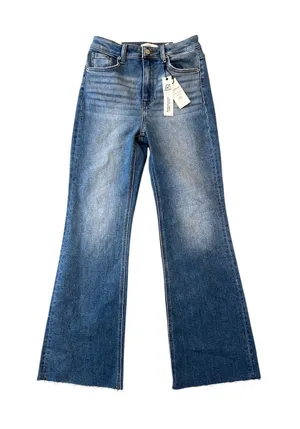 J21 Eleven Risen Boutique Jeans Womens 5/27 Medium Wash High Rise Flare Raw Hem thumbnail 1