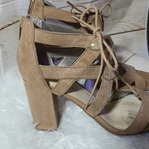 Sam Edelman Emilia suede leather beiege strappy open toe ankle heels sz 8 thumbnail 5