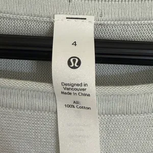 Lululemon 100% Cotton Long Sleeve‎ Knit Sweater Light Blue Mint Green Size 4 thumbnail 4