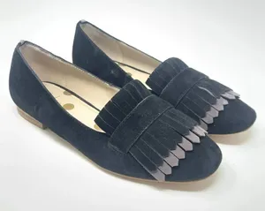 Boden Melody Suede Loafers Black‎ & Pewter Fringe Flats Size 36 / US 5.5 thumbnail 1