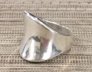 Concave Modern Cigar Band Sterling Silver 925 sz8 thumbnail 4