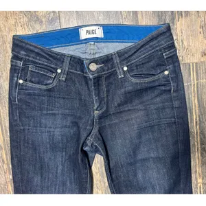 PAIGE Skyline Straight‎ Leg Dark Wash Low Rise Jeans Size 26 Party Stretch EUC thumbnail 3