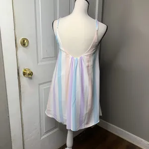 Buddy Love striped rainbow pastel pink swing mini dress small pride boho‎ summer thumbnail 2
