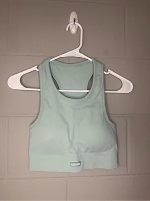 Astoria Activewear CONTOUR Ribbed Seamless Sports Crop in Seafoam Size Small Bra thumbnail 4