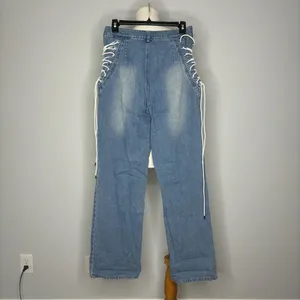 Blush- Blue Jeans with Lace up Sides thumbnail 2