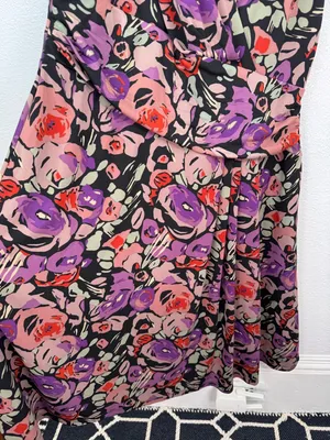 Lauren Ralph Lauren Dress Size 12 Black Floral Fit & Flare V-Neck Sleeveless thumbnail 4