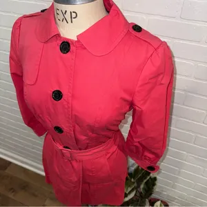 Banana Republic Pink Y2K Style Belted Trench Coat thumbnail 2