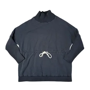Varley Black Mock Neck‎ Cinched Waist Sweatshirt Ribbed Sleeves Small thumbnail 1