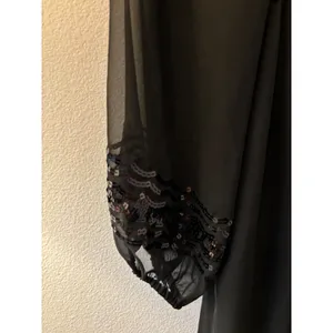 Max Studio Black Sequin Empire Waist Tunic Sheer Balloon Sleeve Mini Dress goth thumbnail 8