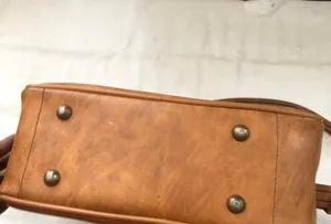 Vintage Unisex Brown Genuine leather shoulder laptop crossbody messenger weekender duffle bag purse thumbnail 3
