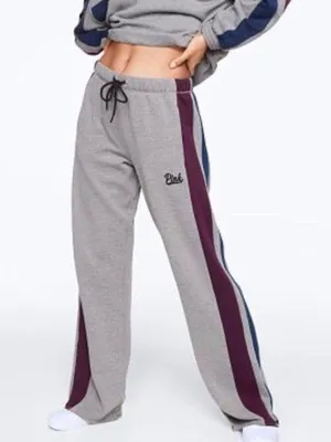 PINK VICTORIA’S SECRET sweatpants gray blue and burgundy size small boyfriend​​​ thumbnail 1