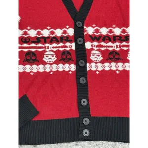 Star Wars Cardigan Women Red Black Darth Vader Storm Trooper Sweater Size M thumbnail 5